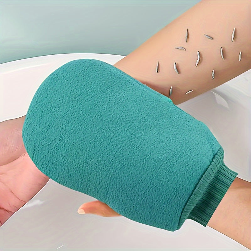 3pcs of Double-Sided Bath Towels - Rough And Fine Texture, with Included Scrubbing Gloves, Random Color, Used for Full Body Cleaning And Hand Care, Bath Towels
